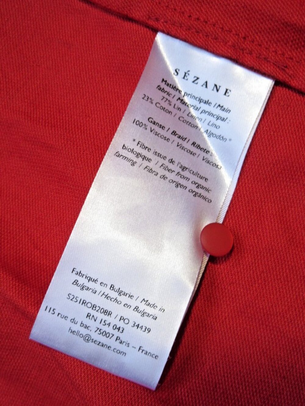 NWT Sezane Fitia Midi in Poppy Red Linen Sleeveless Shirt Dress 38 / US 6 - Picture 7 of 7